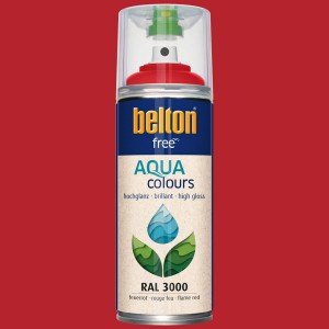 Belton Free AQUA Buntlack Spray, RAL 3000 Feuerrot, hochglänzend, 400ml.