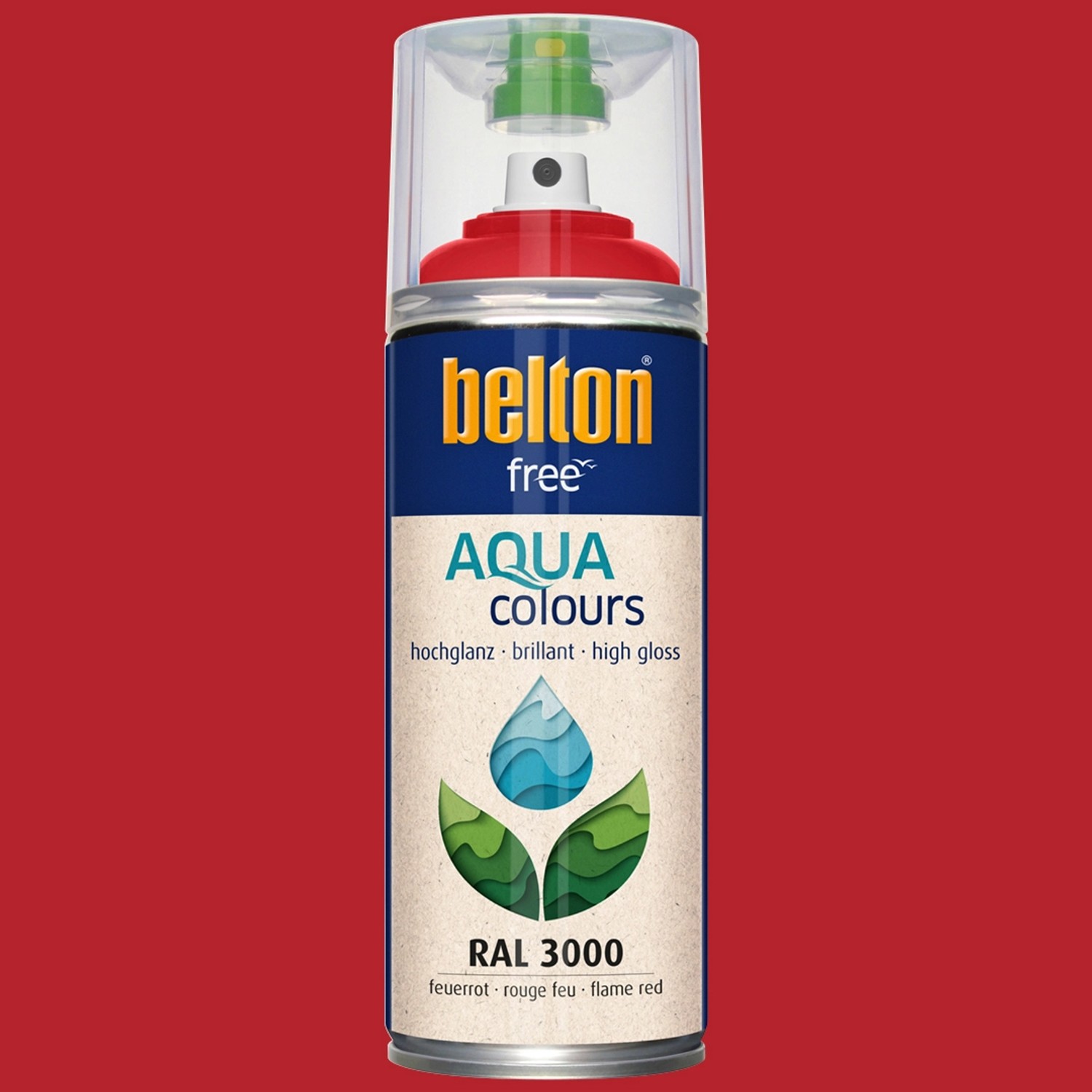 Belton Free AQUA Buntlack Spray, RAL 3000 Feuerrot, hochglänzend, 400ml.