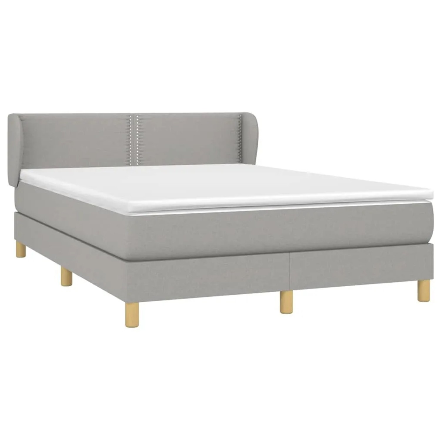 Hellgraues vidaXL Boxspringbett 140x190 cm mit Matratze und Kopfteil.