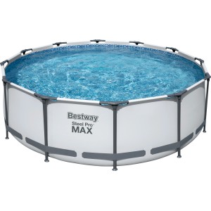 Bestway Stahlrahmen-Pool Set Steel Pro Max, Ø 366 cm, gefüllt mit Wasser.