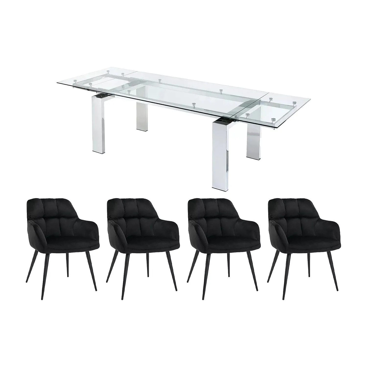 Vente-unique Essgruppe Lubana Transparent  Silberfarben 270 cm  180 cm