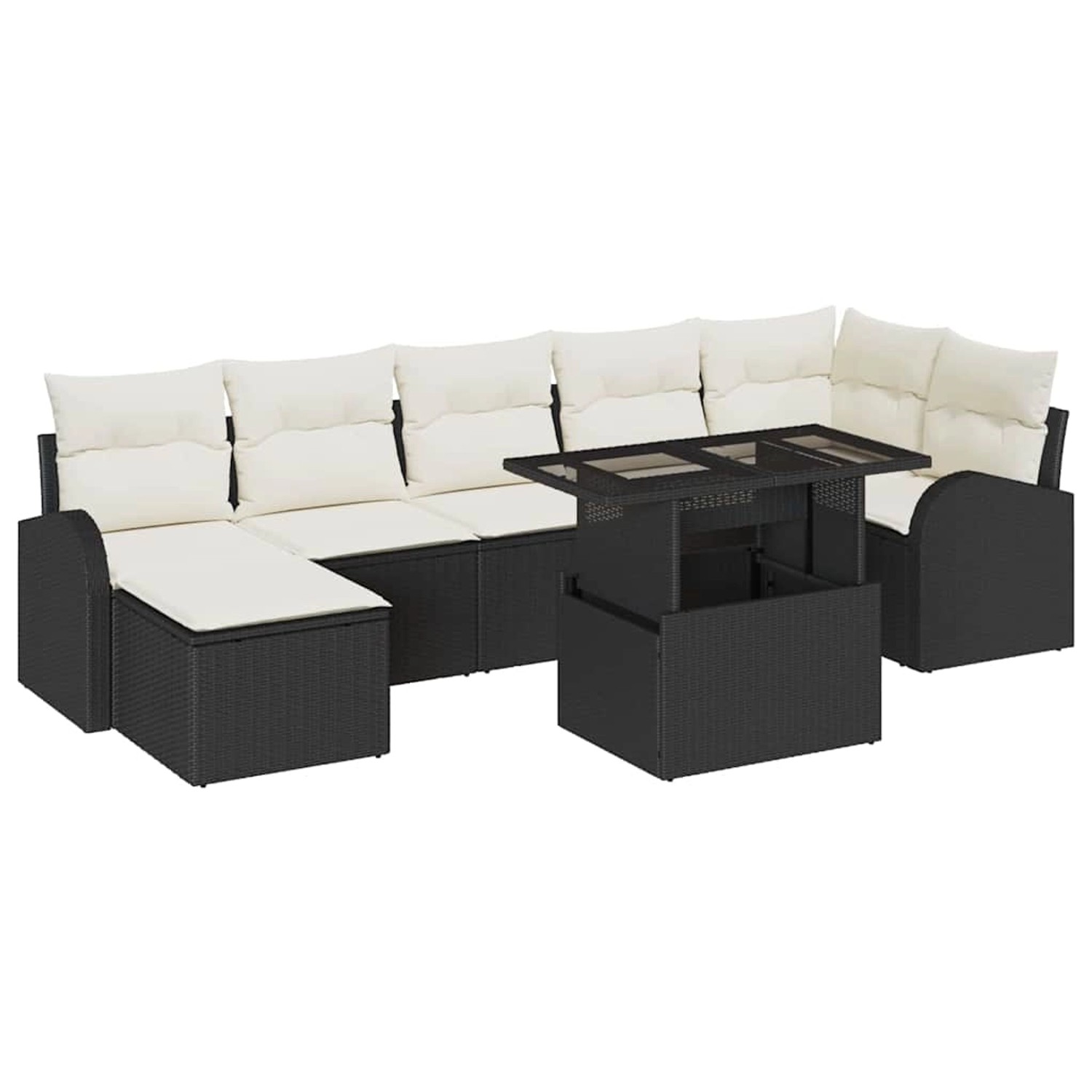vidaXL Garten-Sofa-Set mit Speicher 8-Tlg Schwarz Poly Rattan 3357420 günstig online kaufen