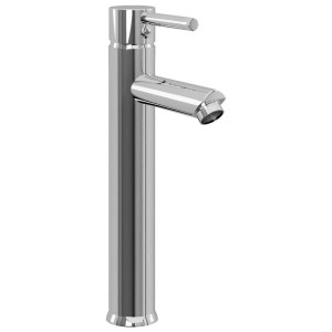Glänzender, hoher Waschtisch-Wasserhahn für Einzelwaschtische in Chromoptik.