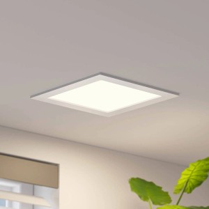 Quadratischer PRIOS LED Einbaustrahler Helina in Alu für Bad, dimmbar.