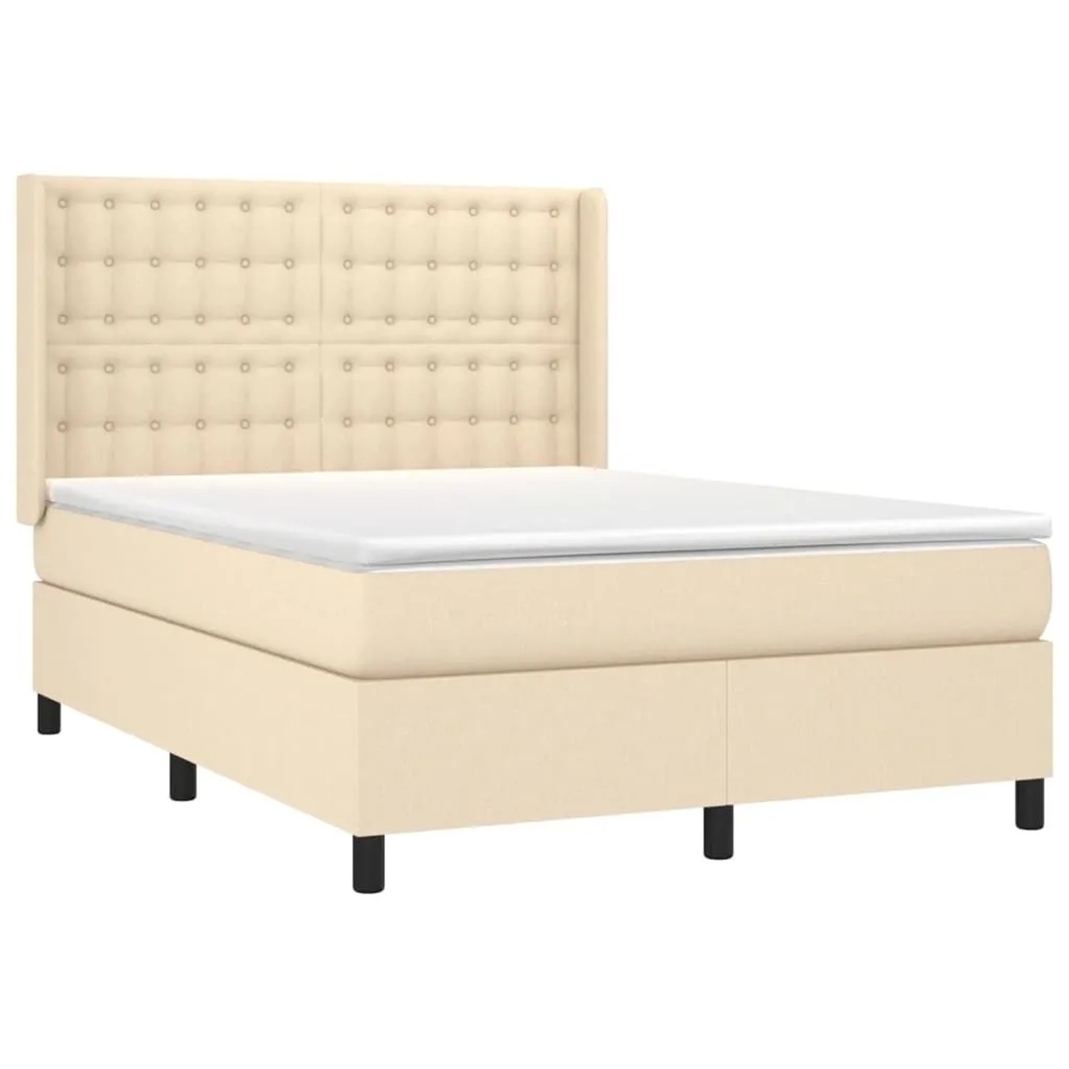 vidaXL Boxspringbett mit Matratze und LED Creme 140x200 cm Stoff 3138642