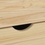 Detailaufnahme: Brauner vidaXL Rollschrank aus Kiefernholz mit Schublade.