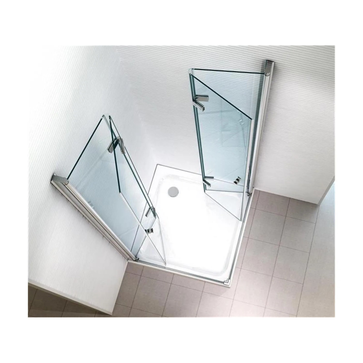 Glas Duschkabine Hera 90x90 mit Duschtasse, Eckeinstieg, Klarglas und Alu-Profilen.