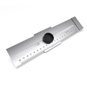 Bauheld Streichmaß aus Metall, 200 mm, mit Feststellschraube und tiefengelaserter Messskala.