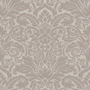Elegante Ornament Tapete in Taupe/Grau mit Barock Muster für Wohn- und Schlafzimmer.