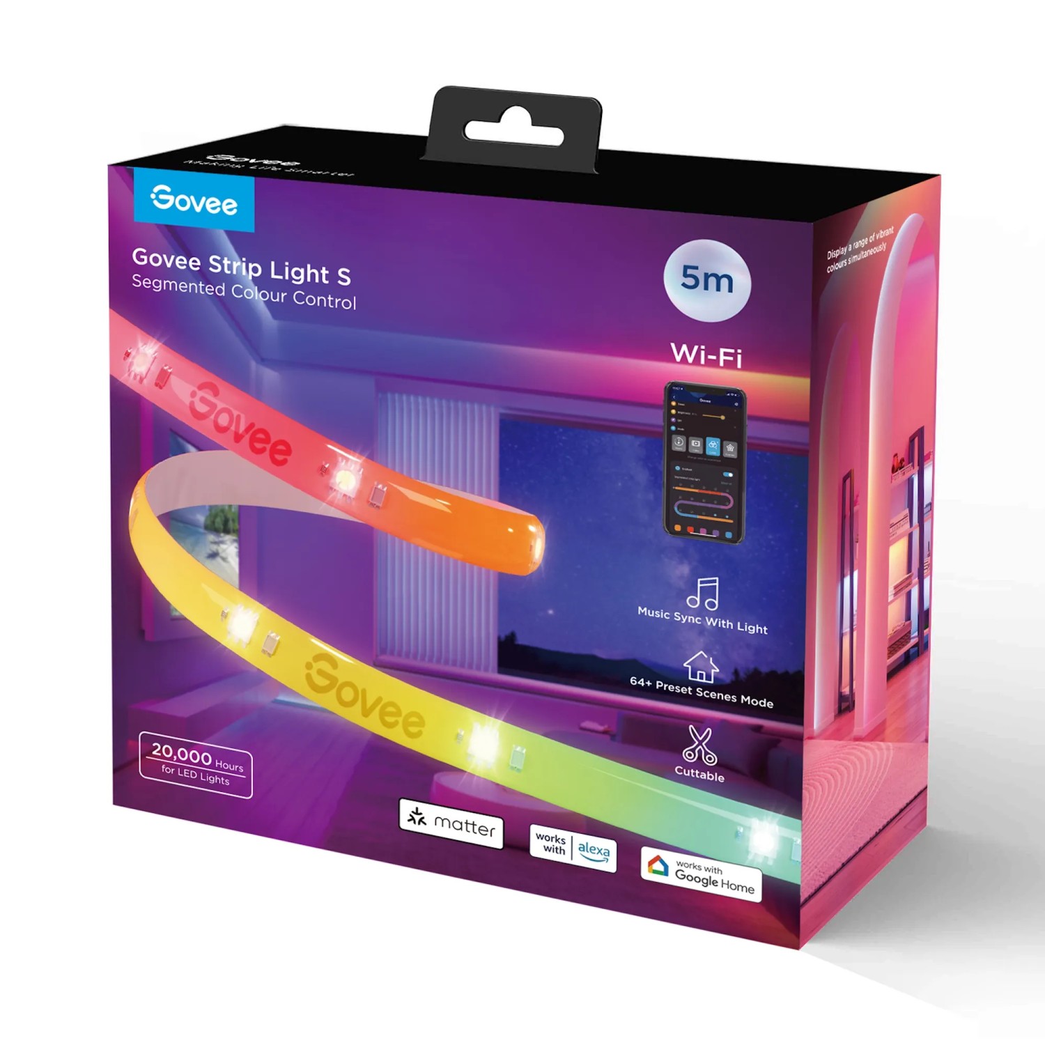 Verpackung des Govee LED-Leuchtband H612A S 5m mit farbigem LED-Streifen.