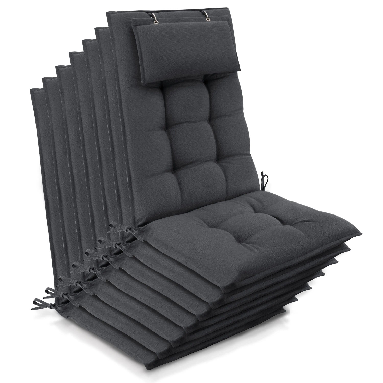 Beautissu 7er Set Sun-HL Hochlehner Auflage 120x50x8cm Anthrazit