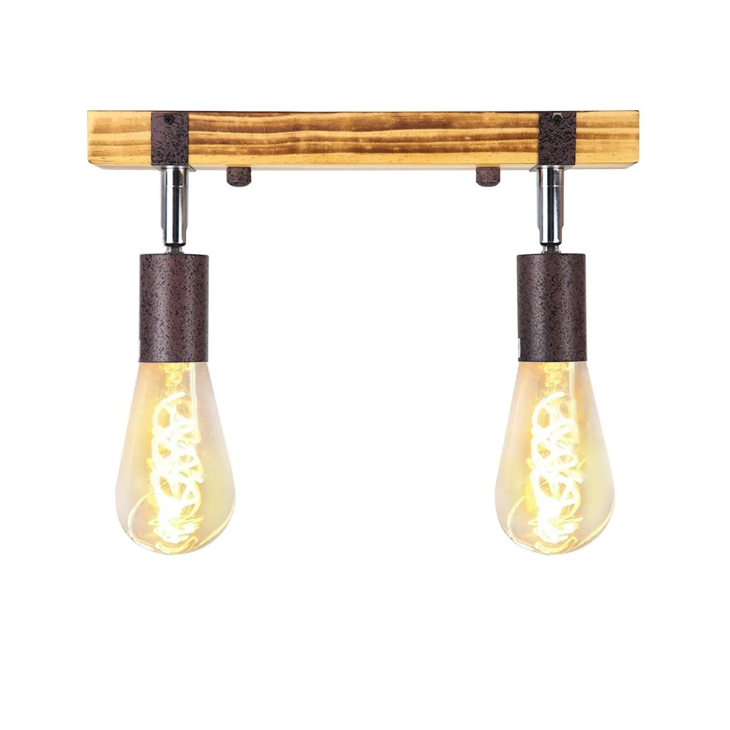 ZMH Deckenleuchte Vintage Retro 2-Flammig mit Verstellbaren Holz-Strahlern Industrial Design 30 cm