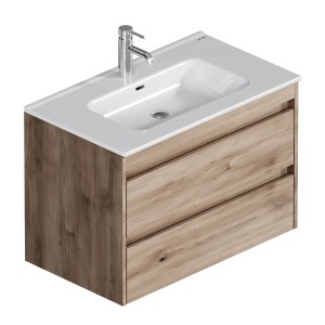 AM.PM Waschtischunterschrank Spike mit Becken Eichenfarbe 2 Schubladen 80 cm