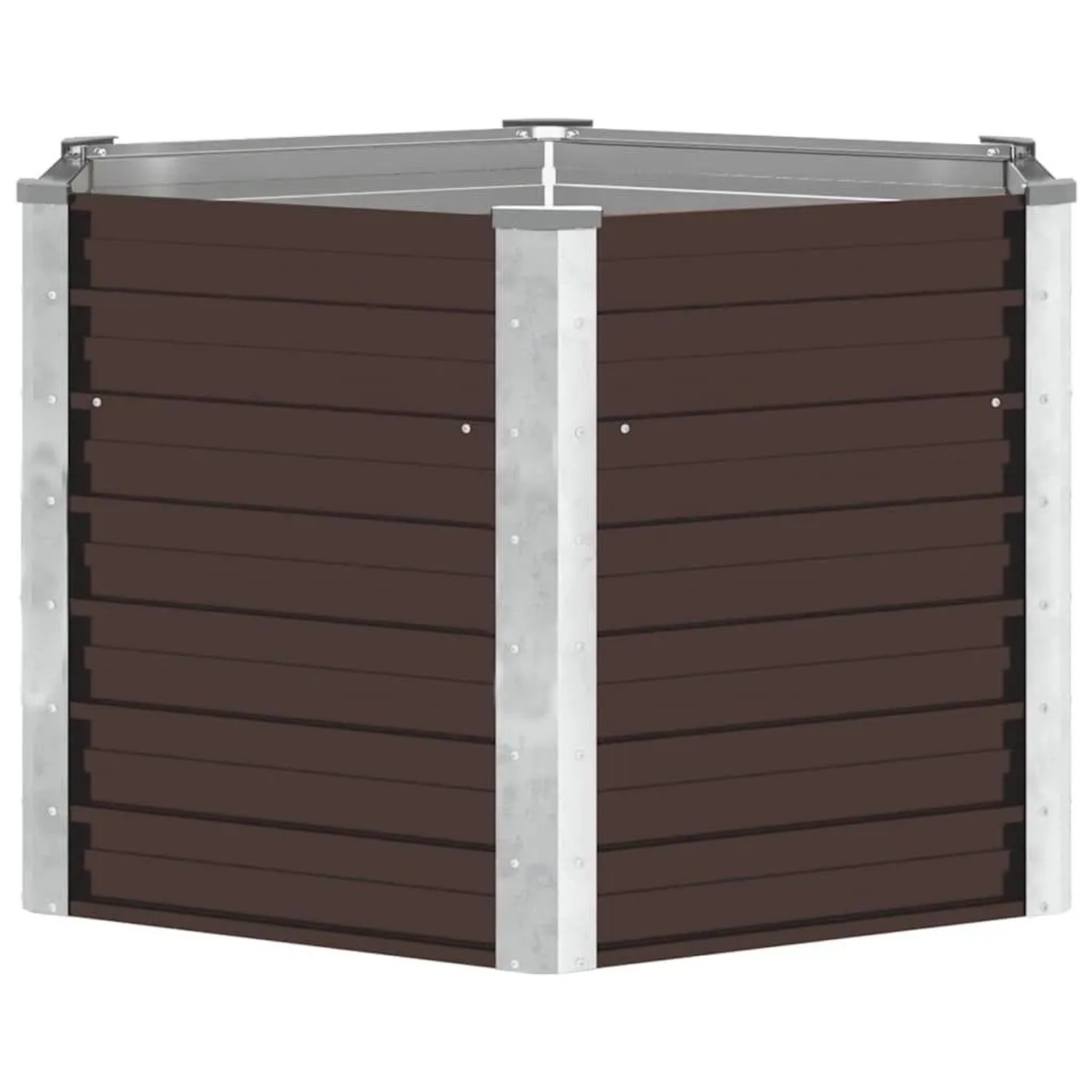 DELUKE 6-eckiges Hochbeet Für Garten NOA Braun 129x129x77cm Verzinkter Stahl Hochbeet Metall Gartenbeet Kräuterbeet Blum...