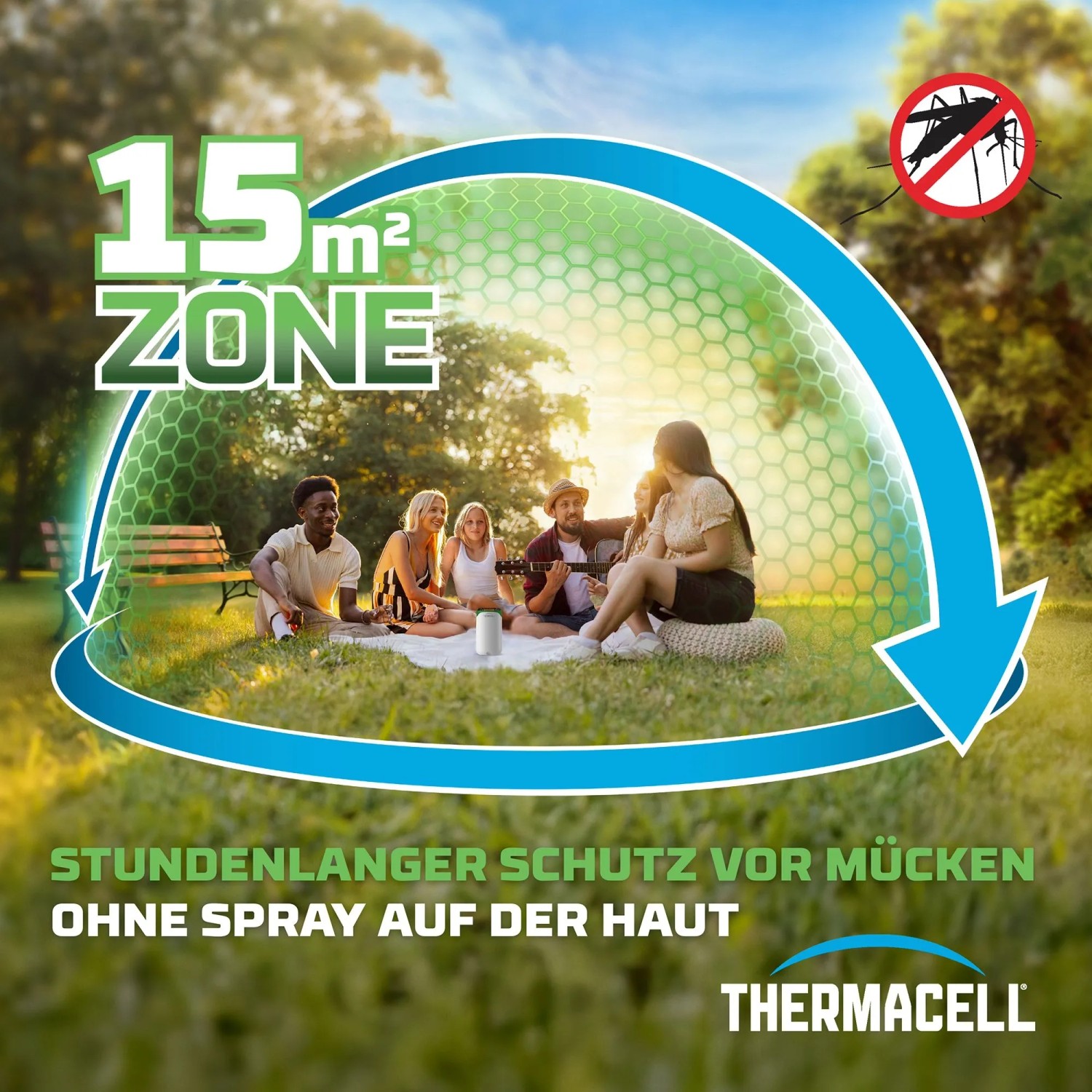 Thermacell Mückenabwehr Protect, weiß-grün, schützt im Freien vor Mücken.
