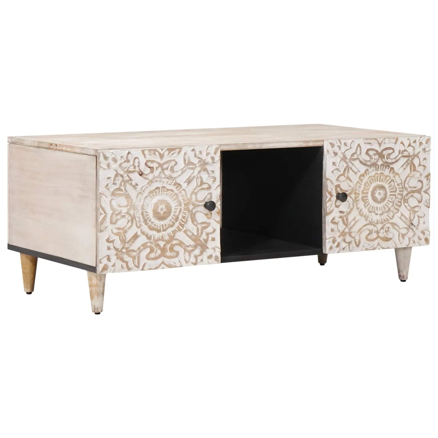 vidaXL Couchtisch Weiß 100 x 54 x 40 cm Massivholz Mango 4018380