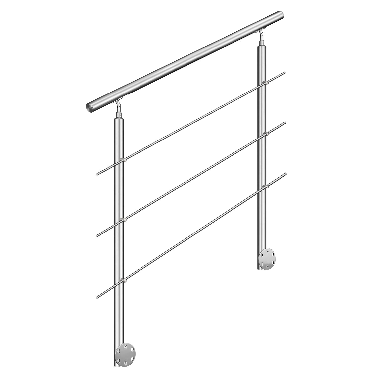 AICA 304 Edelstahl Treppengeländer Set Seitenmontage 120 cm Länge 3 Querstreben