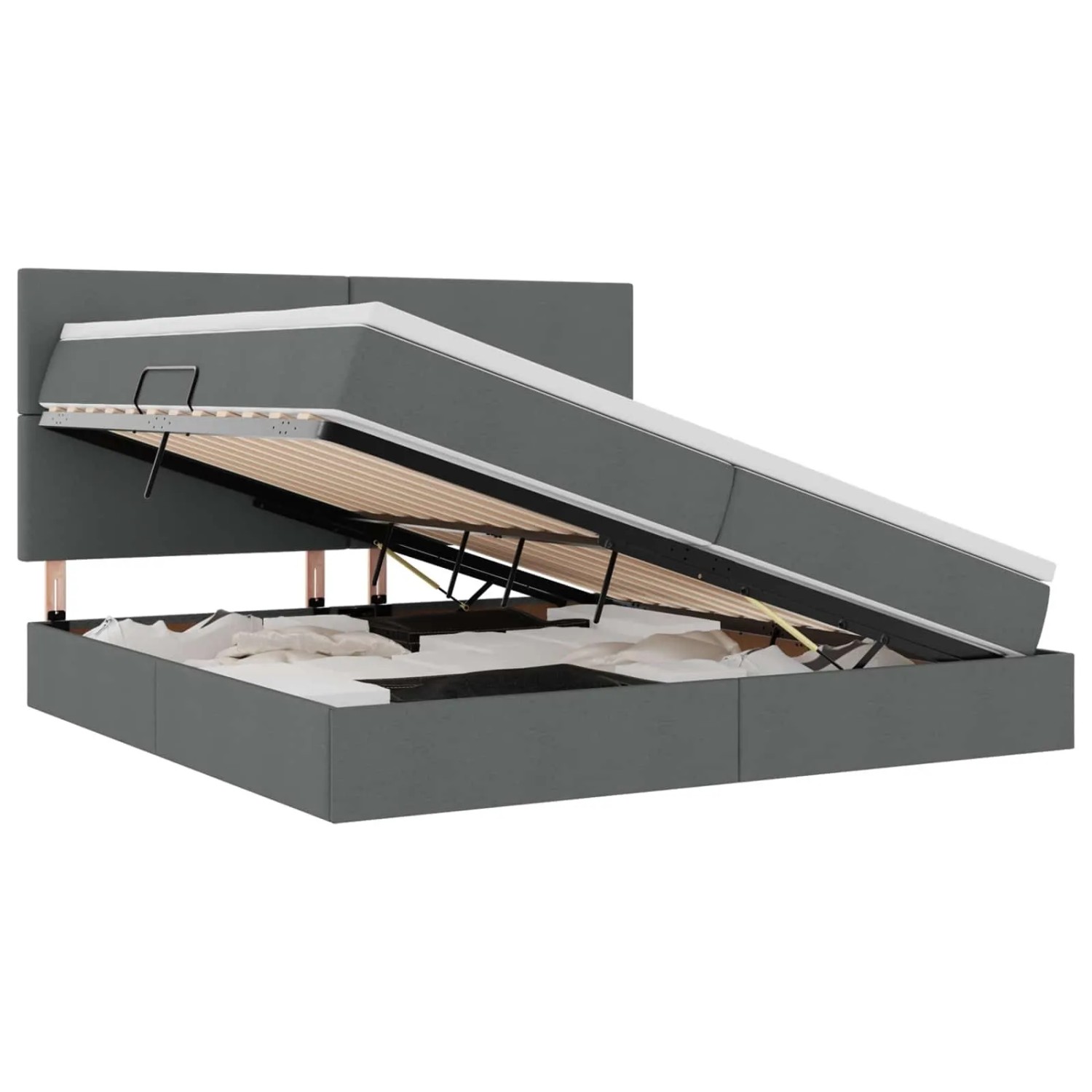 vidaXL Bett mit LED-Lichtleisten Dunkelgrau 200 x 200 cm Stoff 3372376
