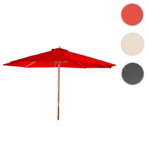 MCW Sonnenschirm Lissabon, Ø 3,5m, Bordeauxrot. Marktschirm mit Holzständer und Farbauswahl.