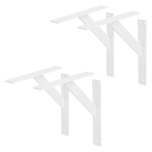 4er Set weiße ML-Design Regalhalterungen aus Aluminium, 240x240 mm, für schwebende Regale.