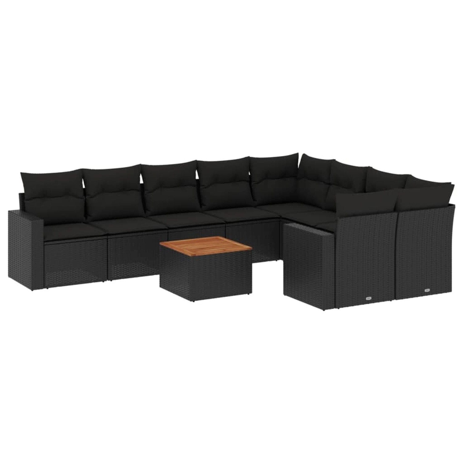 vidaXL 10-Tlg Garten-Sofagarnitur mit Kissen Schwarz Poly Rattan 3256608 günstig online kaufen