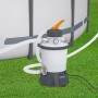 Bestway Flowclear Sandfilteranlage (3.028 l/h) neben Pool auf Rasen. Filteranlage zur Poolreinigung.