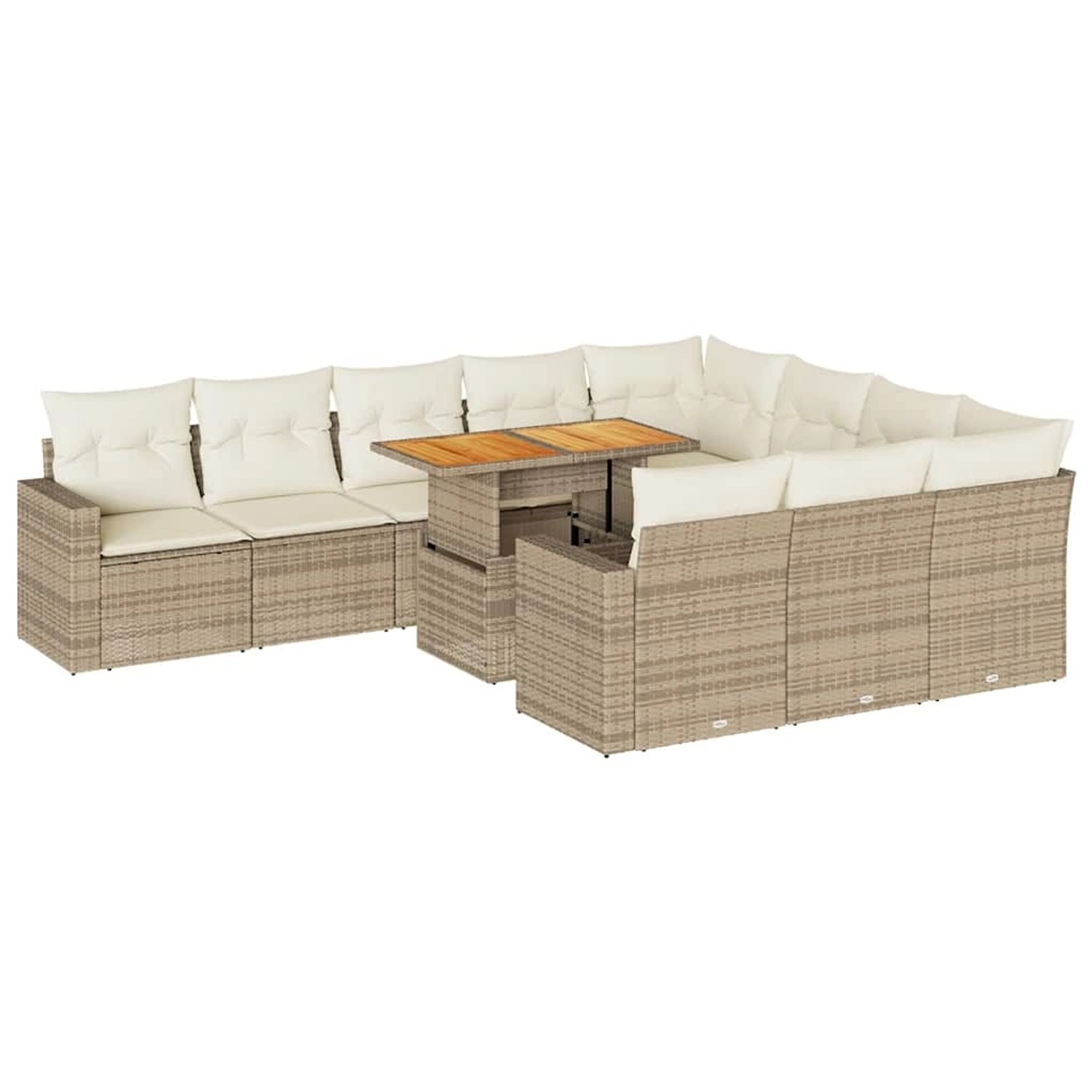 vidaXL 11-Tlg Garten-Sofagarnitur mit Kissen Beige Poly Rattan 3327089 günstig online kaufen