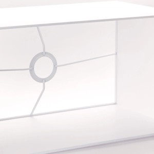 Rechteckiger, weißer Orion Lightstyle Lampenschirm (40x22x23 cm) aus Textil.