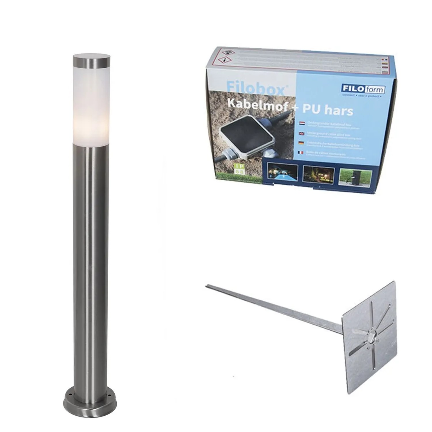 QAZQA Moderne Außen-Mastleuchte Stahl mit Opal 80 cm IP44 Rox