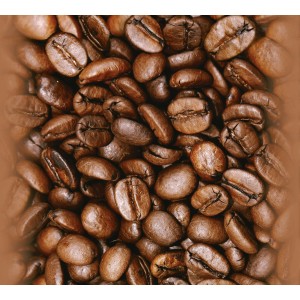 Selbstklebende Küchentapete mit Kaffeebohnen Motiv in Dunkelbraun.