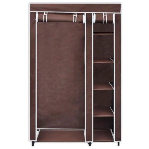 Brauner Stoffschrank mit Regalen, vidaXL, 2er-Set. Faltbarer Kleiderschrank für Schlafzimmer oder Camping.