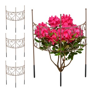 Relaxdays Staudenhalter Stahl Braun Halbrund 4er Pack 41,5 cm x 31 cm x 14,5 cm 0,4 kg