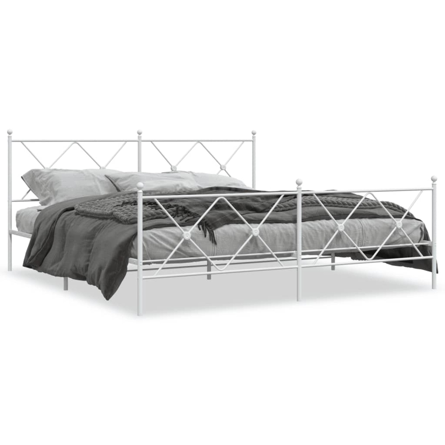 vidaXL Bettgestell mit Kopf- und Fußteil Metall Weiß 183x213 cm 376574 günstig online kaufen