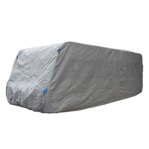 Graue Wohnwagen Abdeckhaube Größe XXL von Garden Pleasure schützt vor Wettereinflüssen.