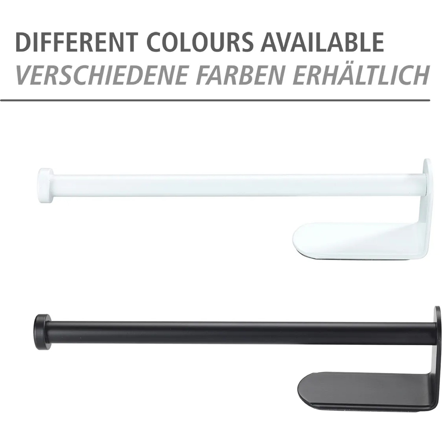 Wenko Küchenrollenhalter Nio in Schwarz und Weiß, selbstklebend, zur Wandmontage.