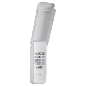 Chamberlain Funk-Codeschloss für Garagentorantriebe mit beleuchteter Tastatur und Schutzklappe.