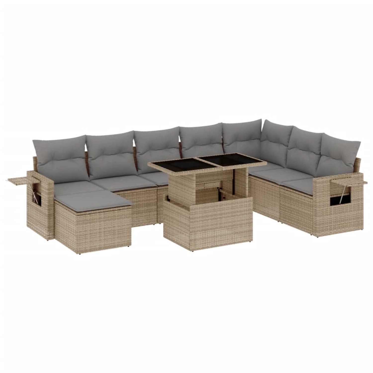 vidaXL 9-tlg Garten-Sofagarnitur mit Kissen Beige Poly Rattan Modell 264 günstig online kaufen