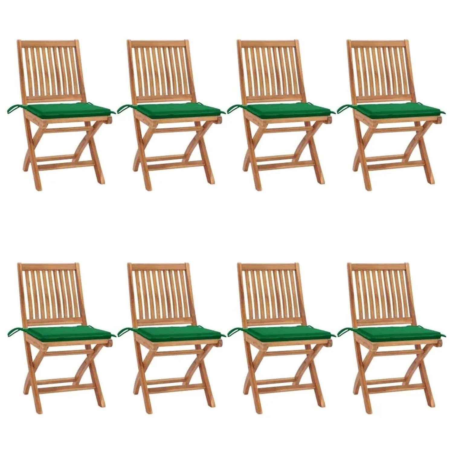 vidaXL Klappbare Gartenstühle mit Kissen 8 Stk Massivholz Teak 3072866