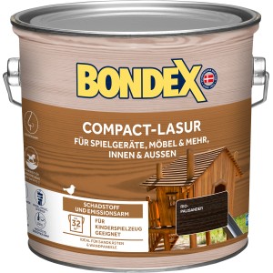 Bondex Compact-Lasur Rio Palisander im Metalleimer. Holzlasur für Innen & Außen, geeignet für Kinderspielzeug.