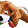 Jollypaw Plüschhund mit Tau, 17 cm, braunes Stofftier mit farbigen Akzenten und robustem Baumwolltau.