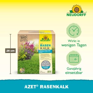 Neudorff Azet Rasen Kalk 5 kg Packung zur pH-Wert Regulierung und Förderung des Rasenwachstums.