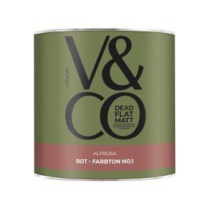 V&CO Premium-Innenfarbe Dead Flat Matt Rot Farbton 1 Altrosa 2,5 l