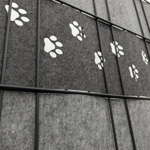 Anthrazitgrauer Sichtschutzstreifen mit Tapsi-Design für Doppelstabmattenzaun.