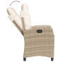 Verstellbarer Gartenstuhl der vidaXL 5-tlg. Essgruppe aus Rattan mit Kissen, beige.