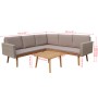 Graues 4-tlg. vidaXL Garten Lounge Set mit Auflagen aus Polyrattan und Holztisch.
