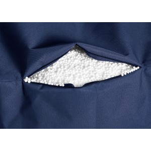 Detailansicht: Jeansblauer Sitting Point Sitzsack Brava mit EPS-Perlen Füllung.