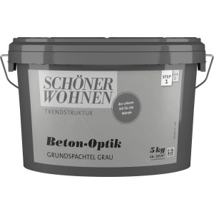 Schöner Wohnen Beton-Optik Grundspachtel, 5 kg, graue Spachtelmasse für Wände im Betonlook.