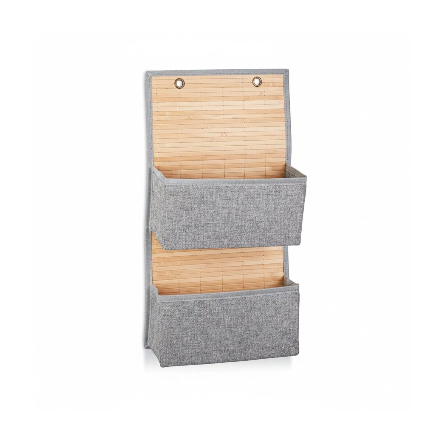 Relaxdays Hängeaufbewahrung Bambus Polyester für Wand und Tür 62 cm x 33 cm x 12 cm 0,7 kg