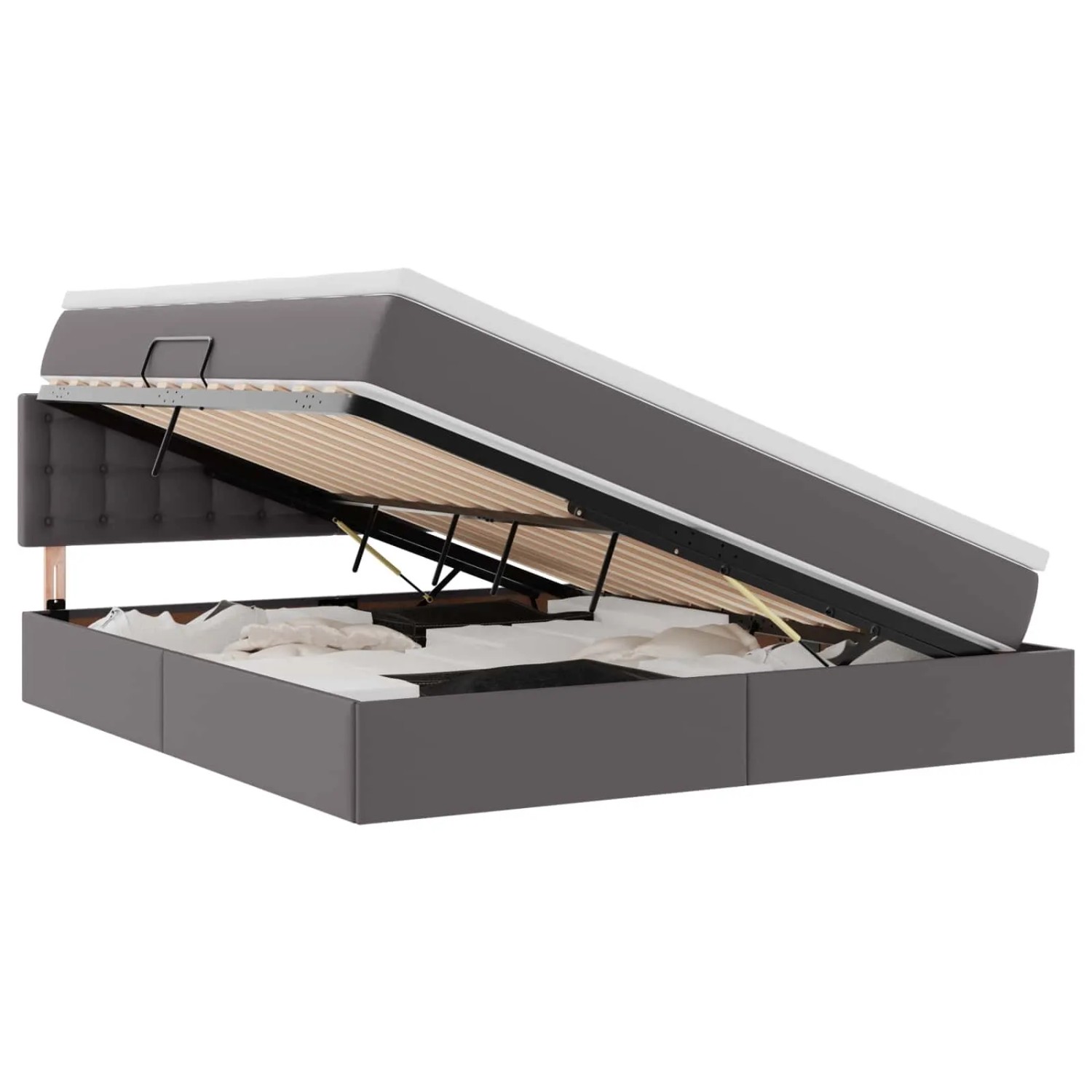vidaXL Aufbewahrungsbett mit Matratze Grau 160 x 200 cm Kunstleder 3370403