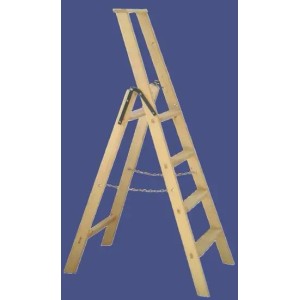 PROREGAL Holzleiter mit 3 Stufen, Eimerhaken und Klappfunktion. Ideal für Haushalt und Werkstatt.